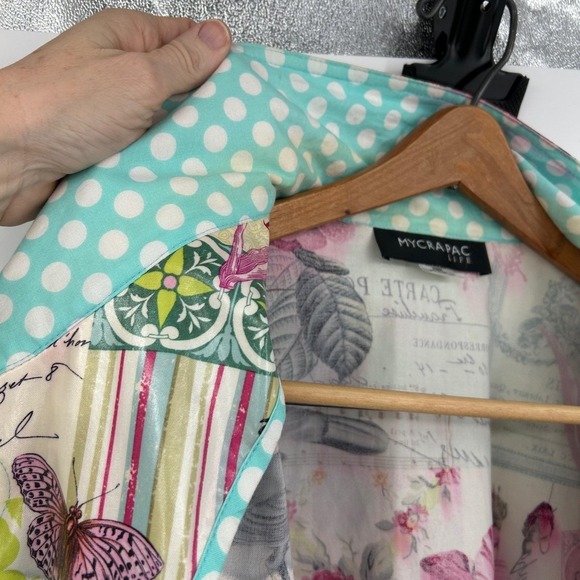 Mycra Pac Wms Rain Jacket 2X Multicolor Floral Botanical Postcard Art Travel - Picture 12 of 12